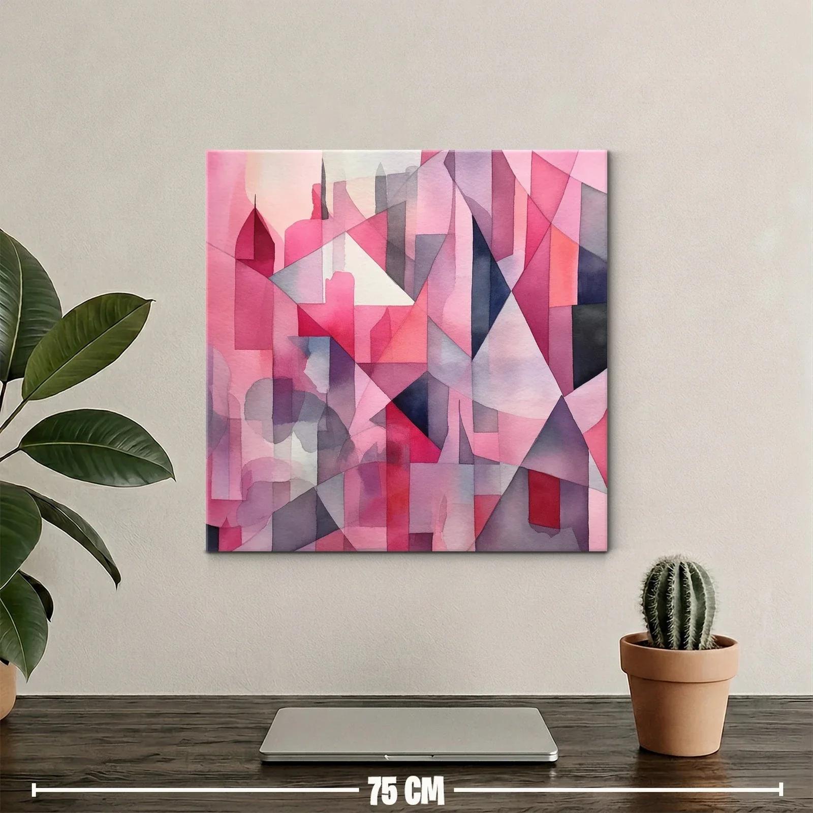 Arte abstracto geométrico en tonos rosas y grises — miniatura 2
