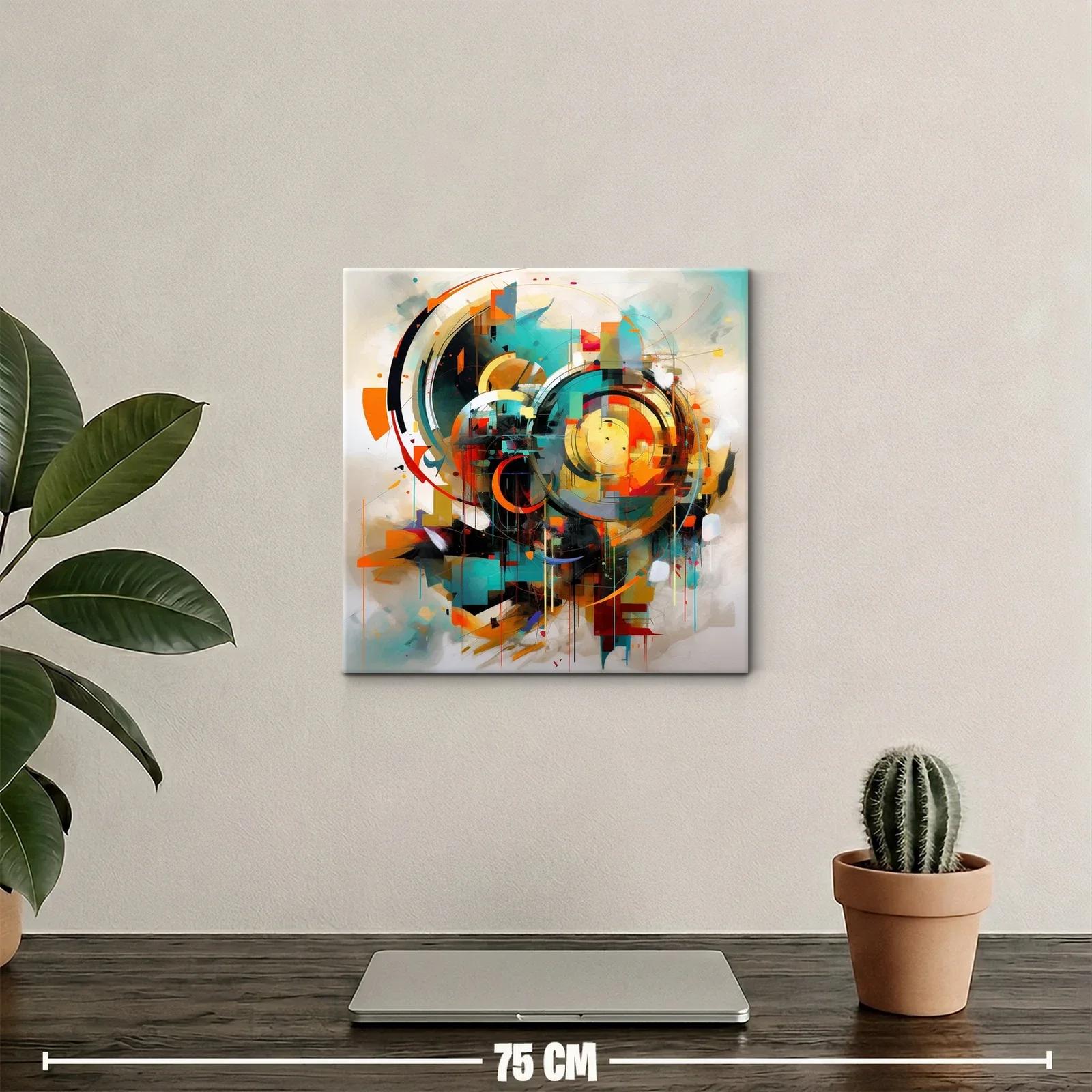 Composición dinámica con formas circulares y paleta vibrante — miniatura 2