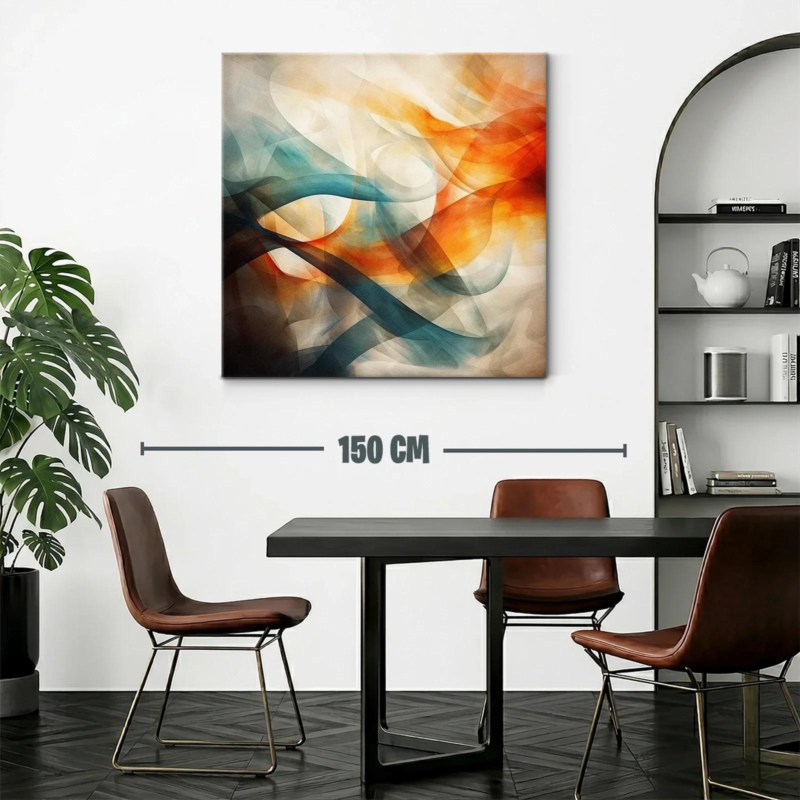 Composición abstracta con tonos cálidos y fríos fluidos — miniatura 2