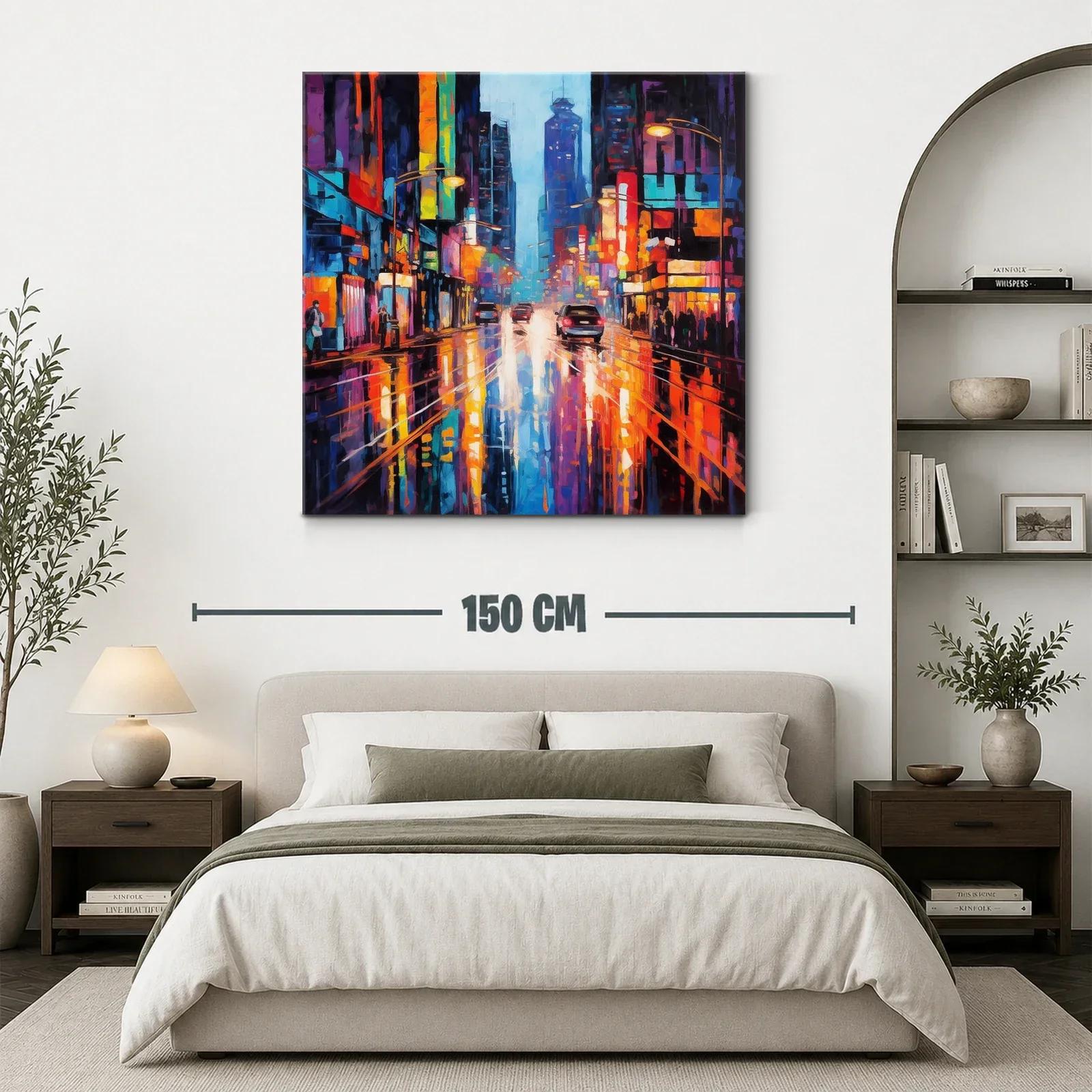 Ciudad vibrante con reflejos de luces de neón — miniatura 3