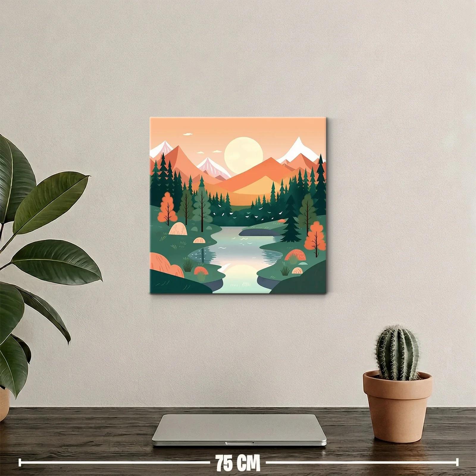 Paisaje sereno con río y montañas al atardecer — miniatura 2