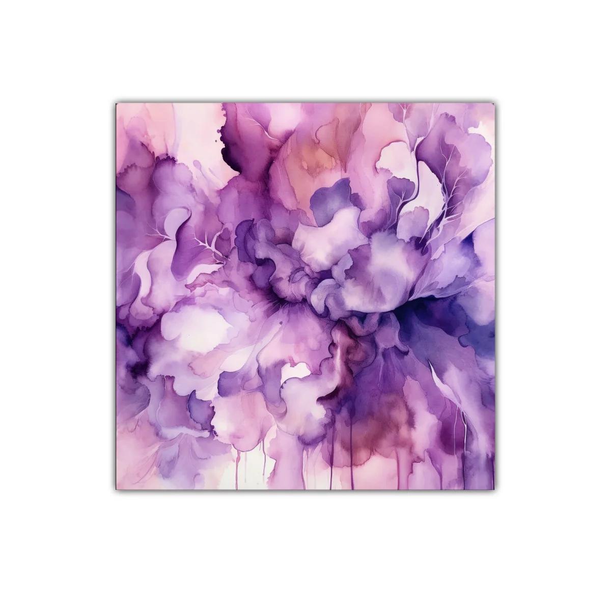 Cuadro decorativo con abstracto en tonos malva y violeta