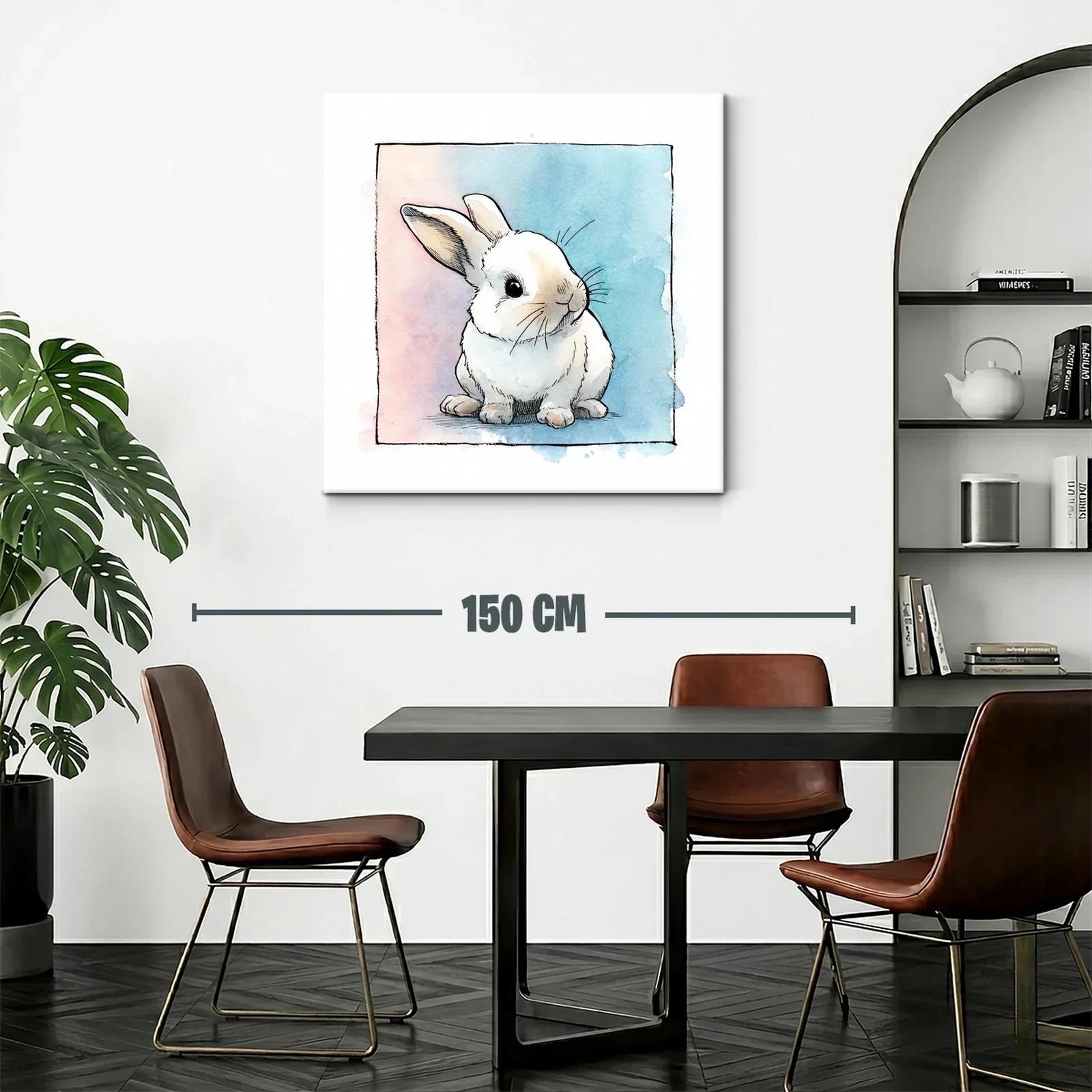 Dulce ilustración de conejo tierno en acuarela suave — miniatura 2
