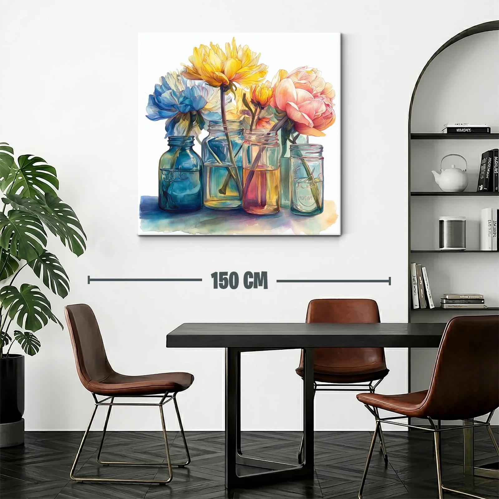 Cuadro floral en tonos suaves con jarrones de cristal — miniatura 2