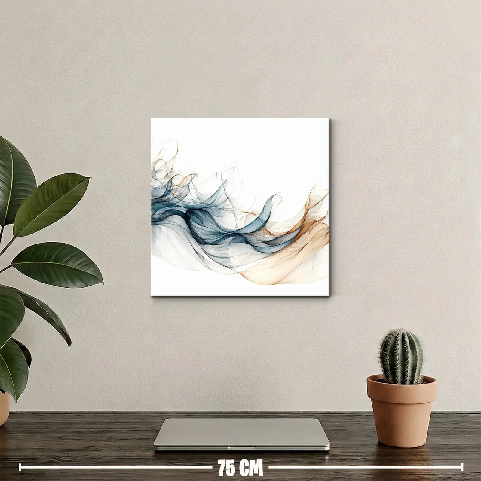 Arte abstracto con suaves ondas en tonos azules y beige — miniatura 2