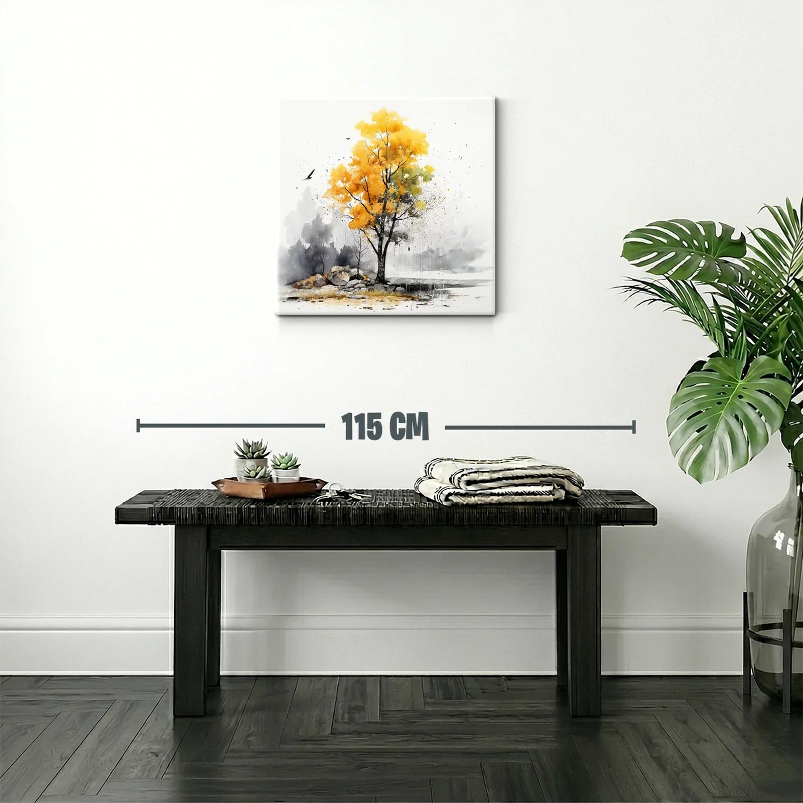 Árbol otoñal con tonalidades doradas y grises suaves — miniatura 2