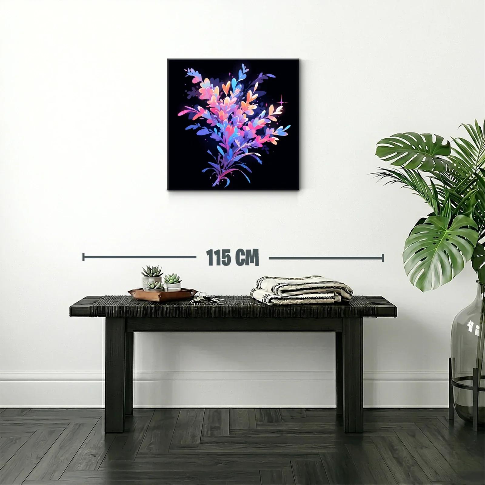 Cuadro abstracto en tonos rosas y azules vibrantes — miniatura 2