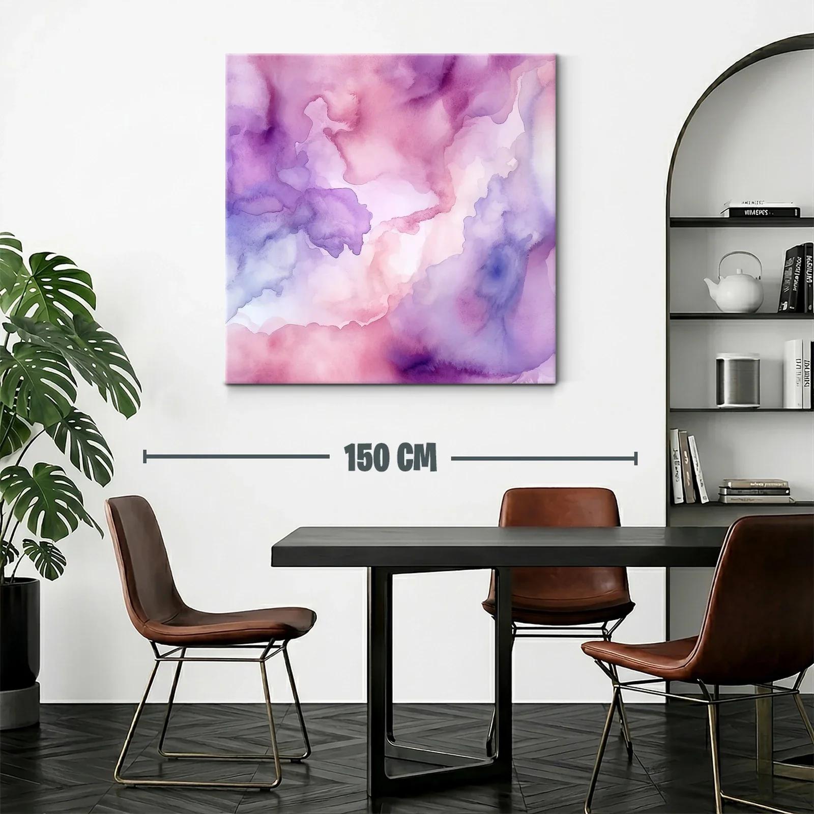 Cuadro abstracto en tonos suaves de morado y rosa — miniatura 2