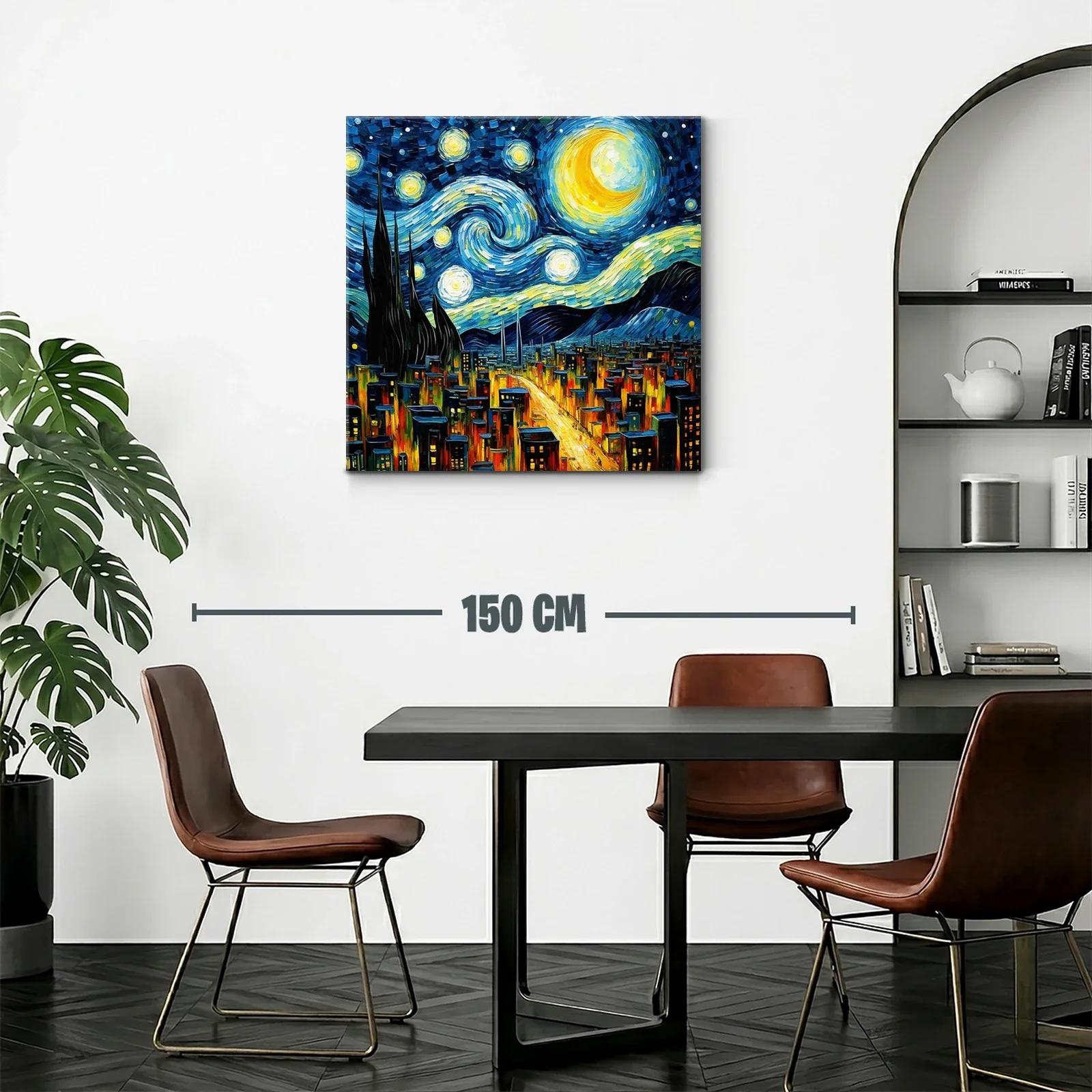 Ciudad nocturna bajo cielo estrellado vibrante y dinámico — miniatura 2
