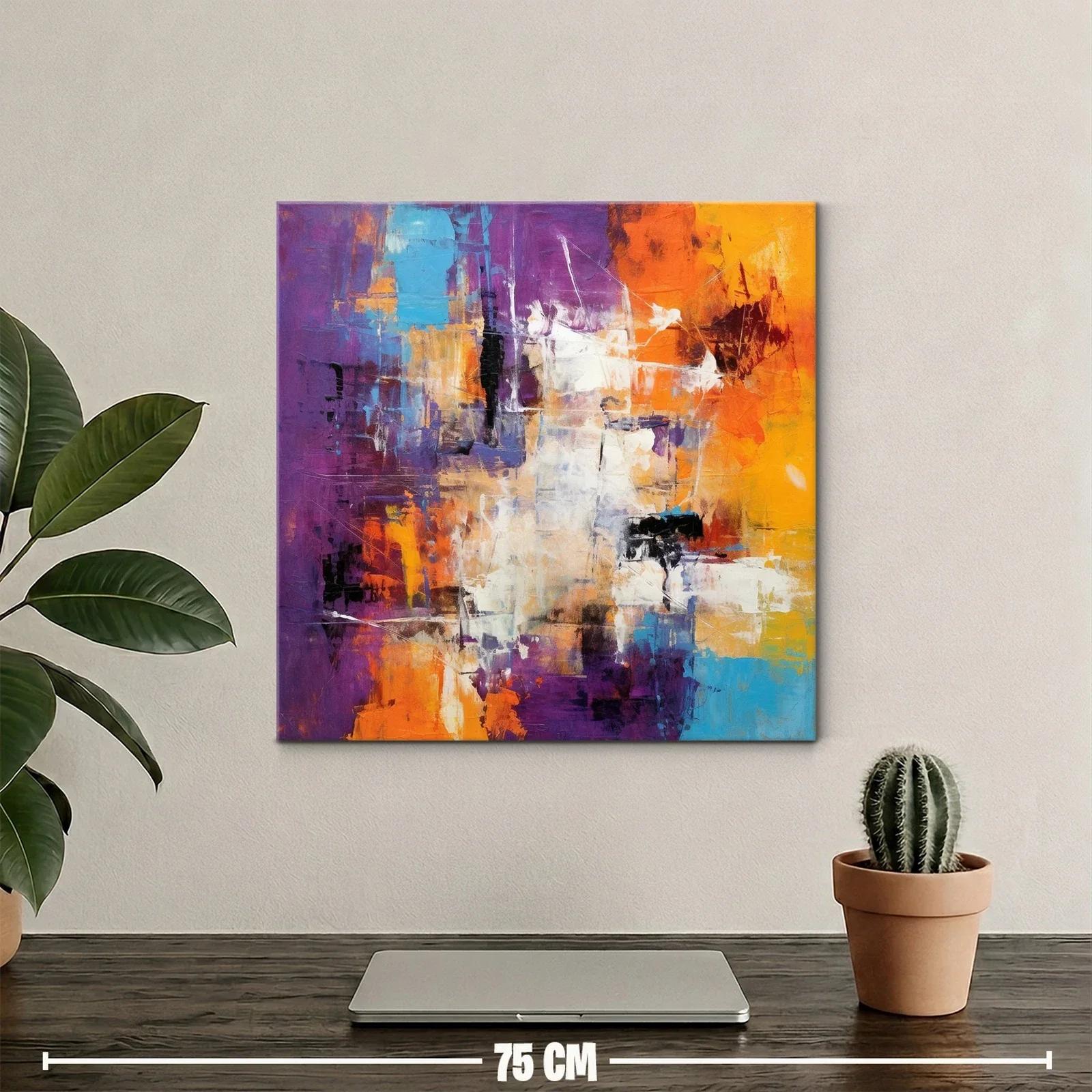 Cuadro abstracto con vibrantes tonos cálidos y fríos — miniatura 2