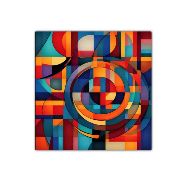 Cuadro Abstracto con Formas Geométricas y Colores Vibrantes