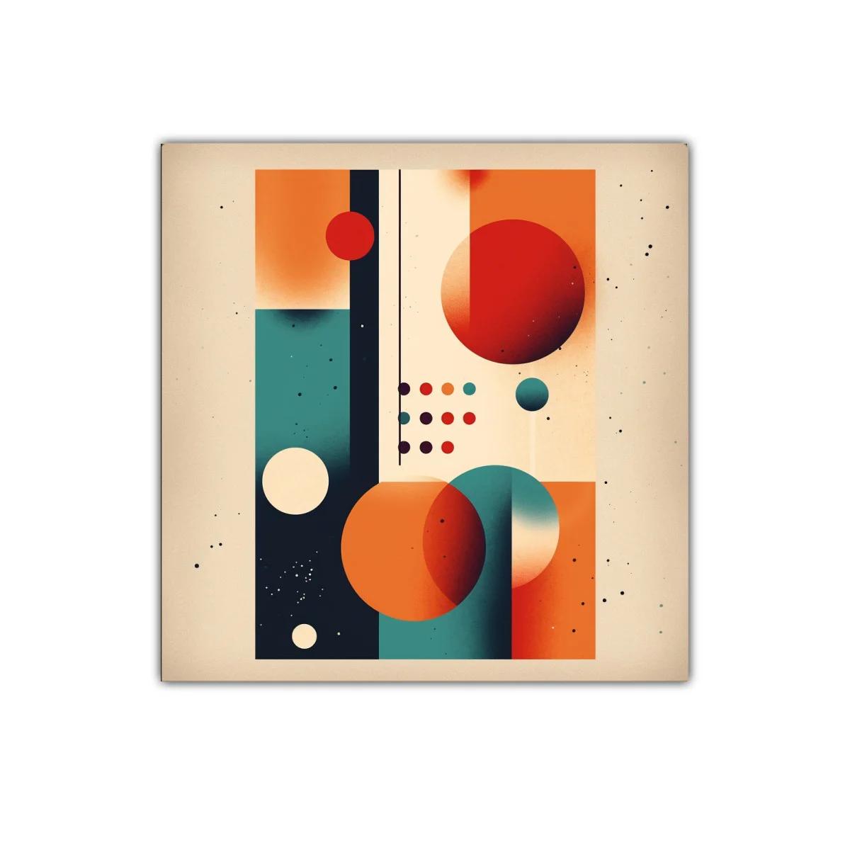 Composición geométrica con círculos y bloques de color cálido — imagen principal