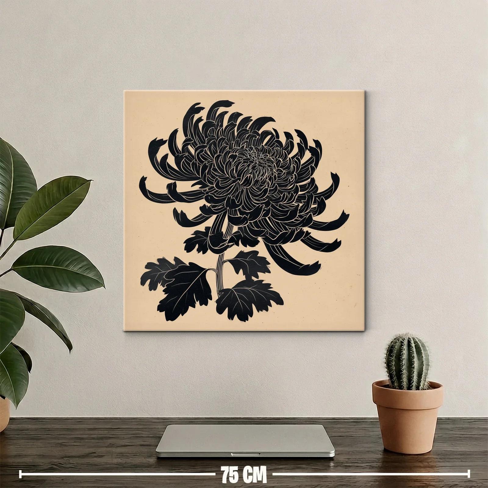 Flor negra de crisantemo sobre fondo beige elegante — miniatura 2