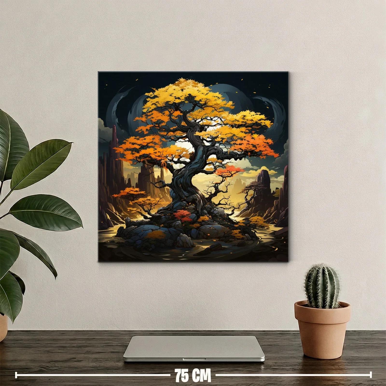 Árbol místico con hojas otoñales en paisaje de ensueño — miniatura 2