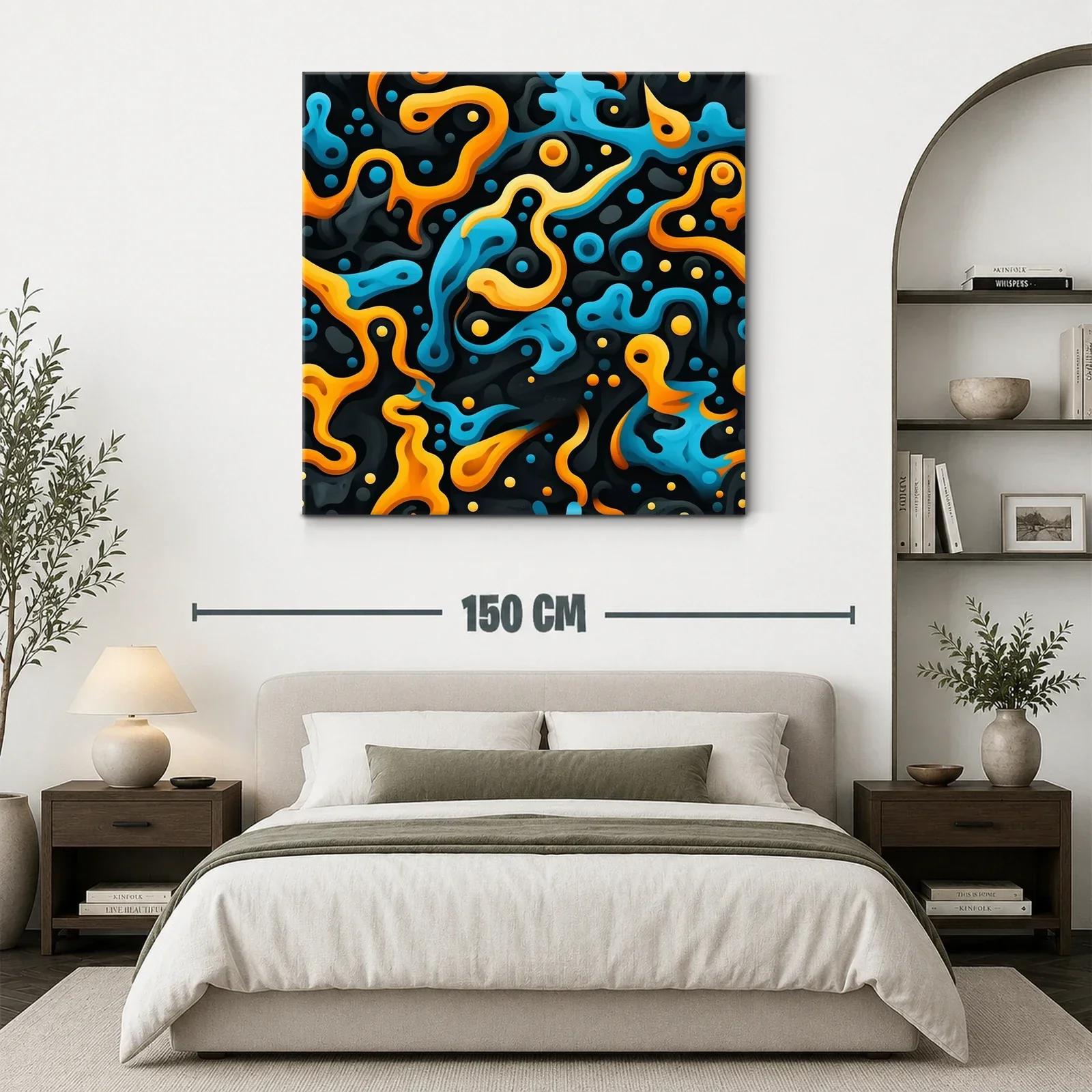 Composición Abstracta en Tonos Naranja y Azul Vibrante — miniatura 3