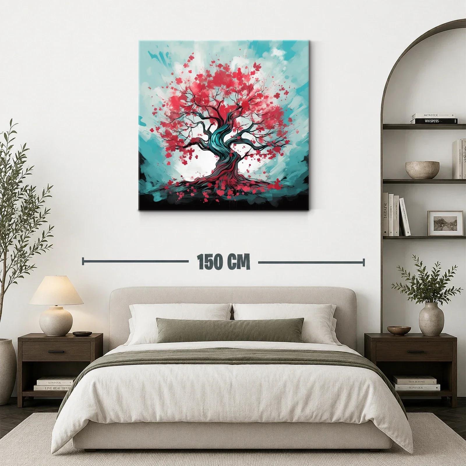 Árbol en flor con vibrantes tonos rojos y azules — miniatura 3