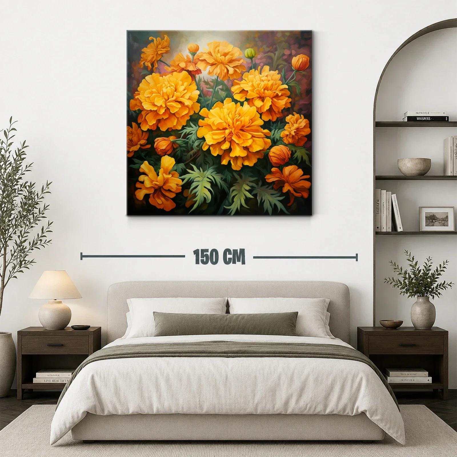 Cuadro con vibrantes flores naranjas que iluminan espacios — miniatura 3