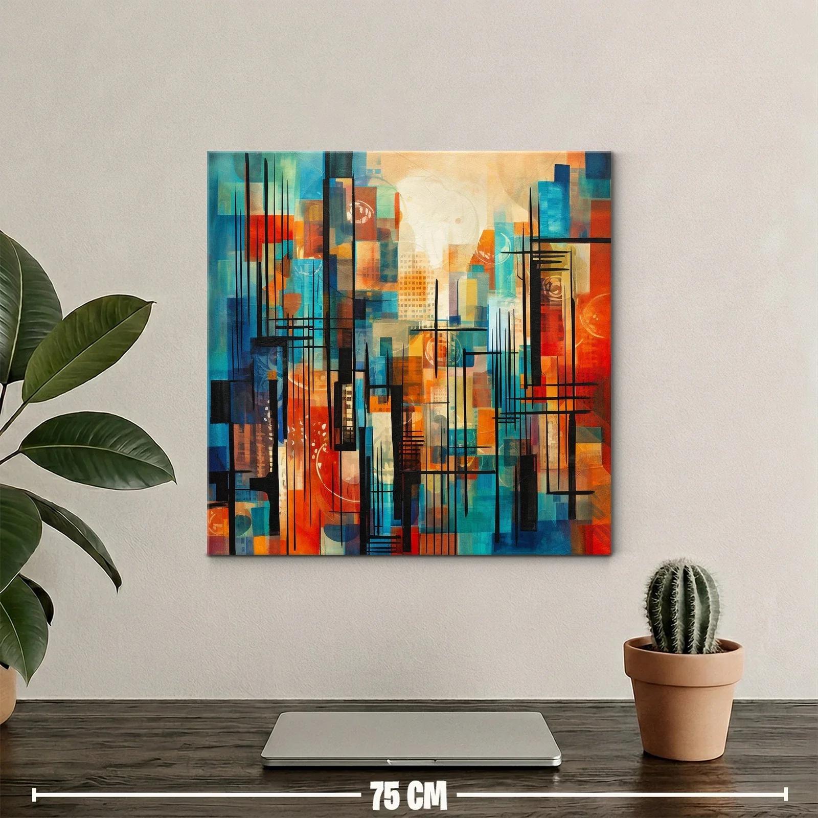 Composición abstracta urbana en tonos cálidos y fríos — miniatura 2