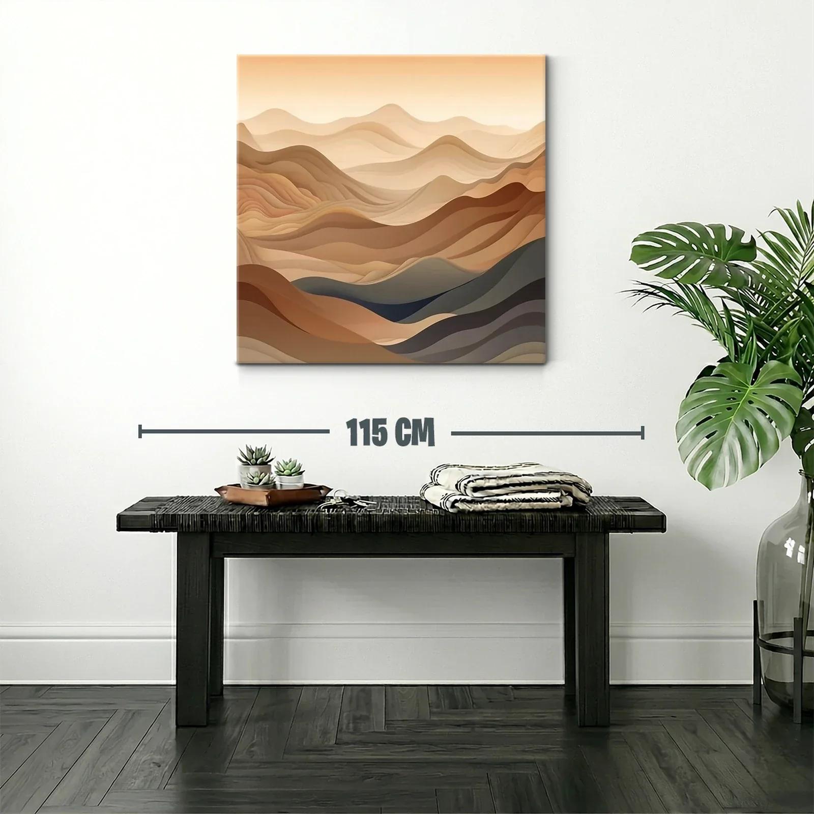 Paisaje abstracto en tonos tierra y líneas onduladas — miniatura 2