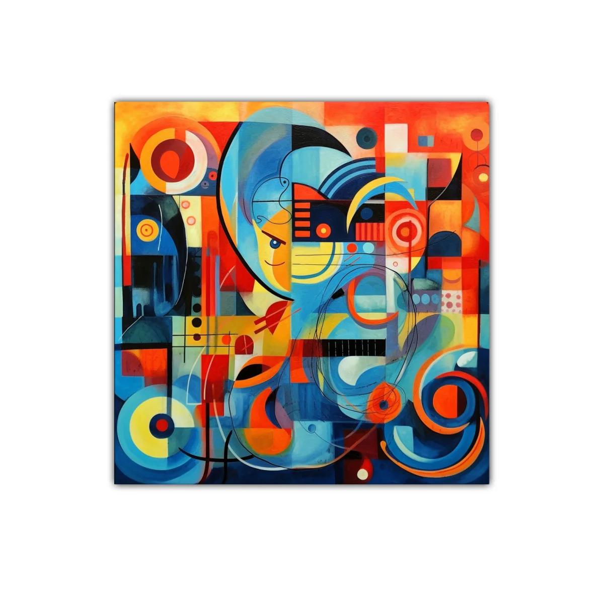 Composición abstracta vibrante con tonos cálidos y fríos