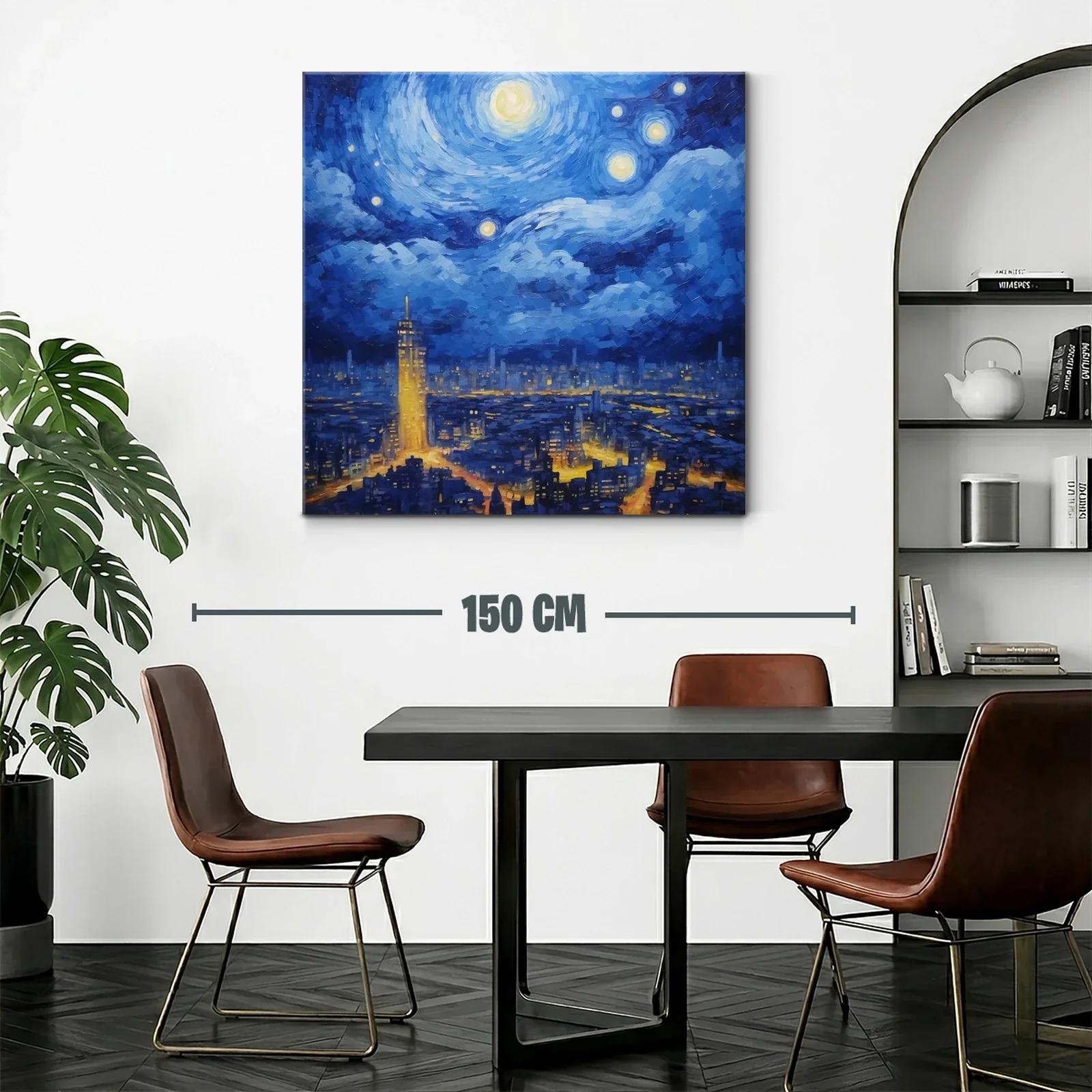 Paisaje nocturno urbano con cielo estrellado vibrante — miniatura 2