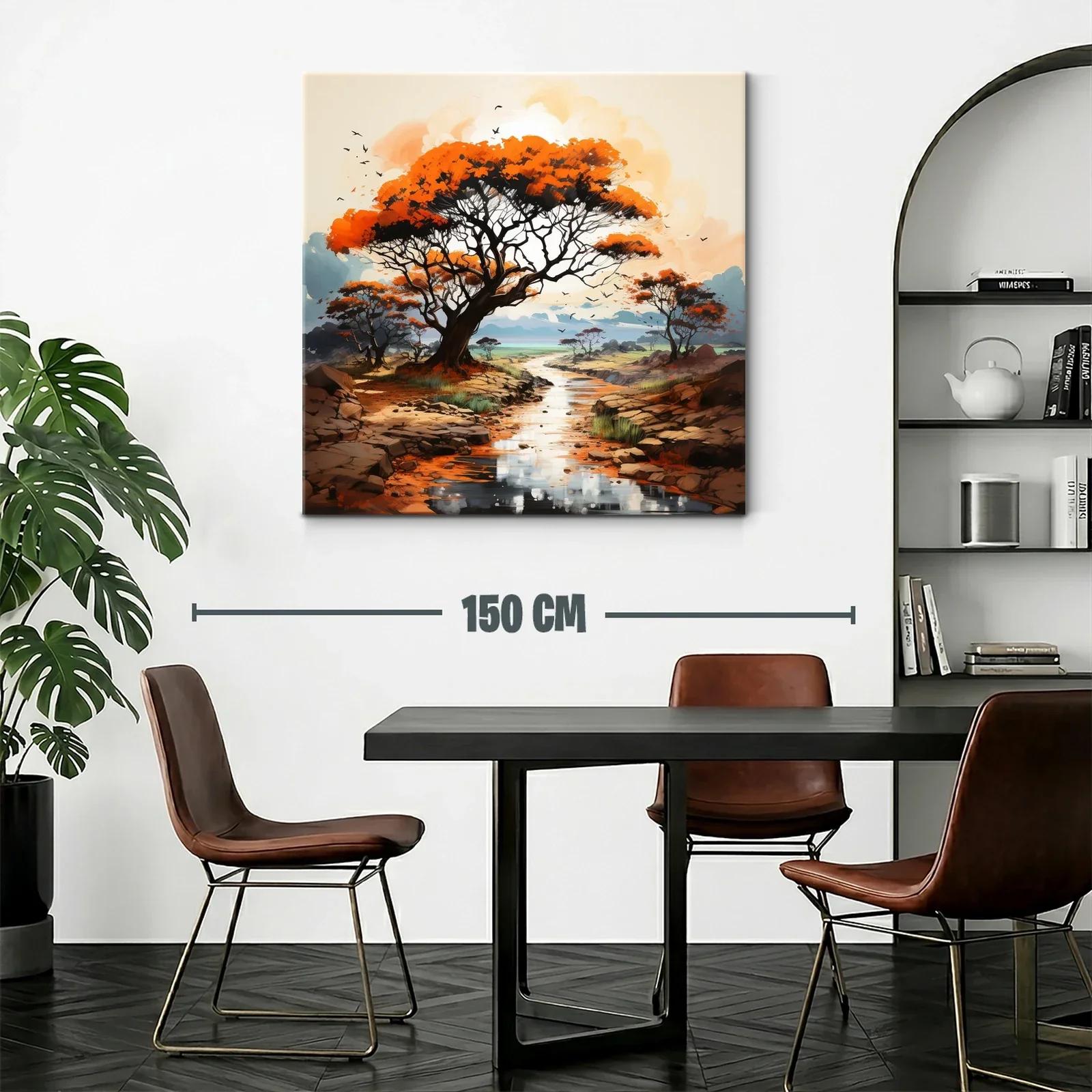 Paisaje sereno con árboles y río en tonos cálidos y naturales — miniatura 2