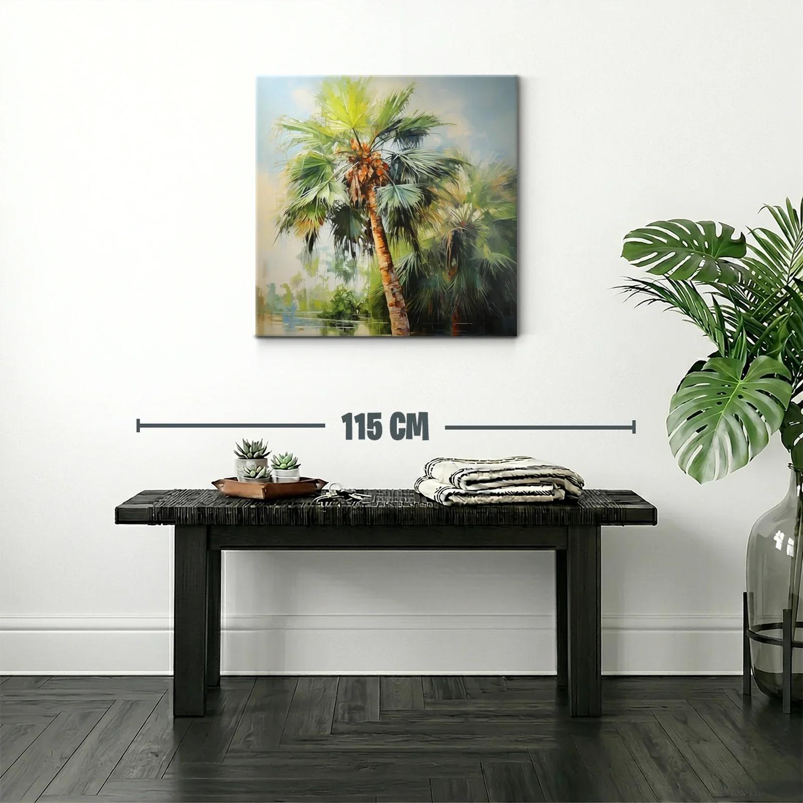 Palmera tropical con vibrantes tonos verdes y naranjas — miniatura 2