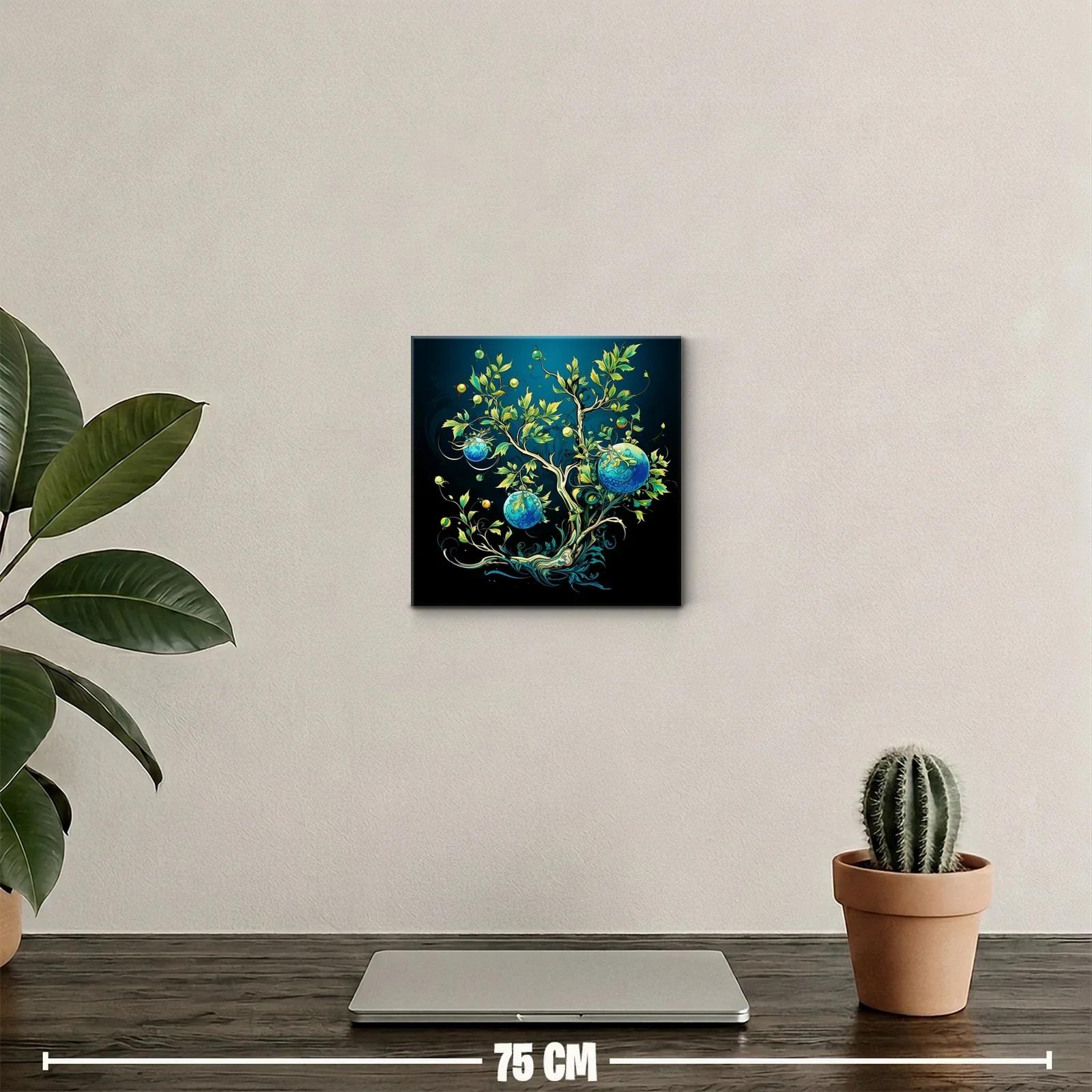 Árbol imaginario con esferas azules y tonos verdes vibrantes — miniatura 2