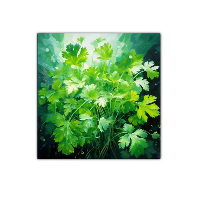 Vibrante cuadro decorativo con hojas verdes frescas