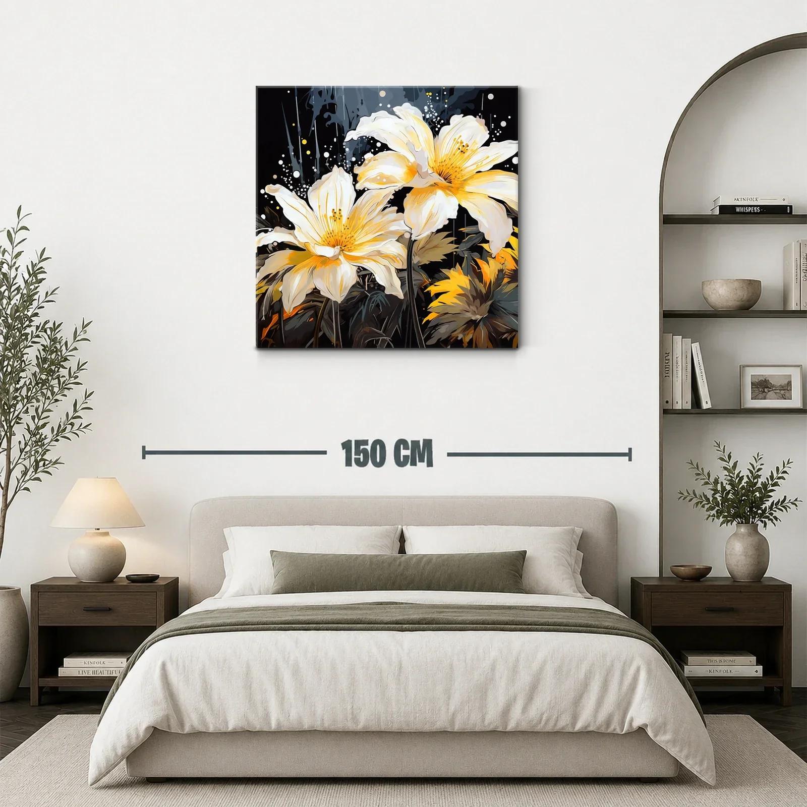 Flores luminosas en tonos amarillos sobre fondo oscuro — miniatura 3