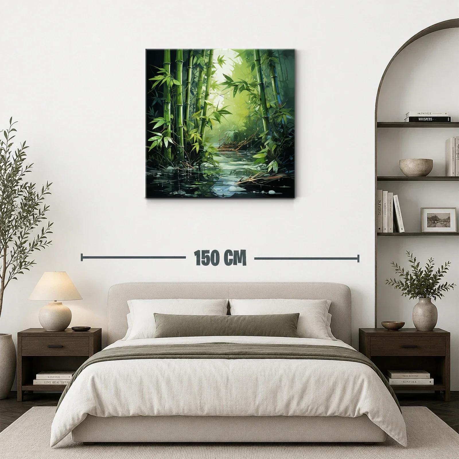 Serenidad en bosque de bambú con reflejos de agua — miniatura 3
