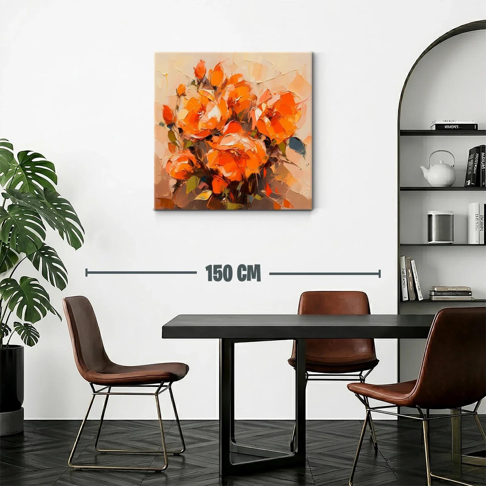 Cuadro de flores vibrantes en tonos cálidos y anaranjados — miniatura 2