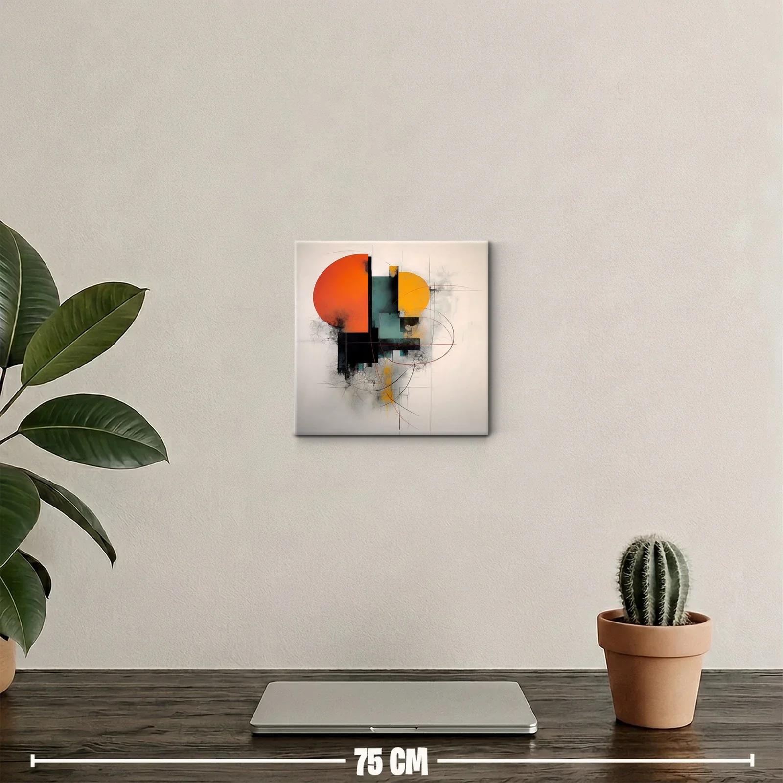 Cuadro abstracto con formas geométricas en tonos cálidos — miniatura 2