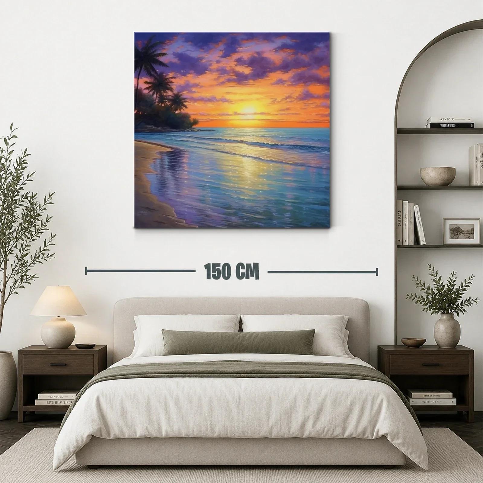 Atardecer tropical con palmeras y reflejos marinos — miniatura 3