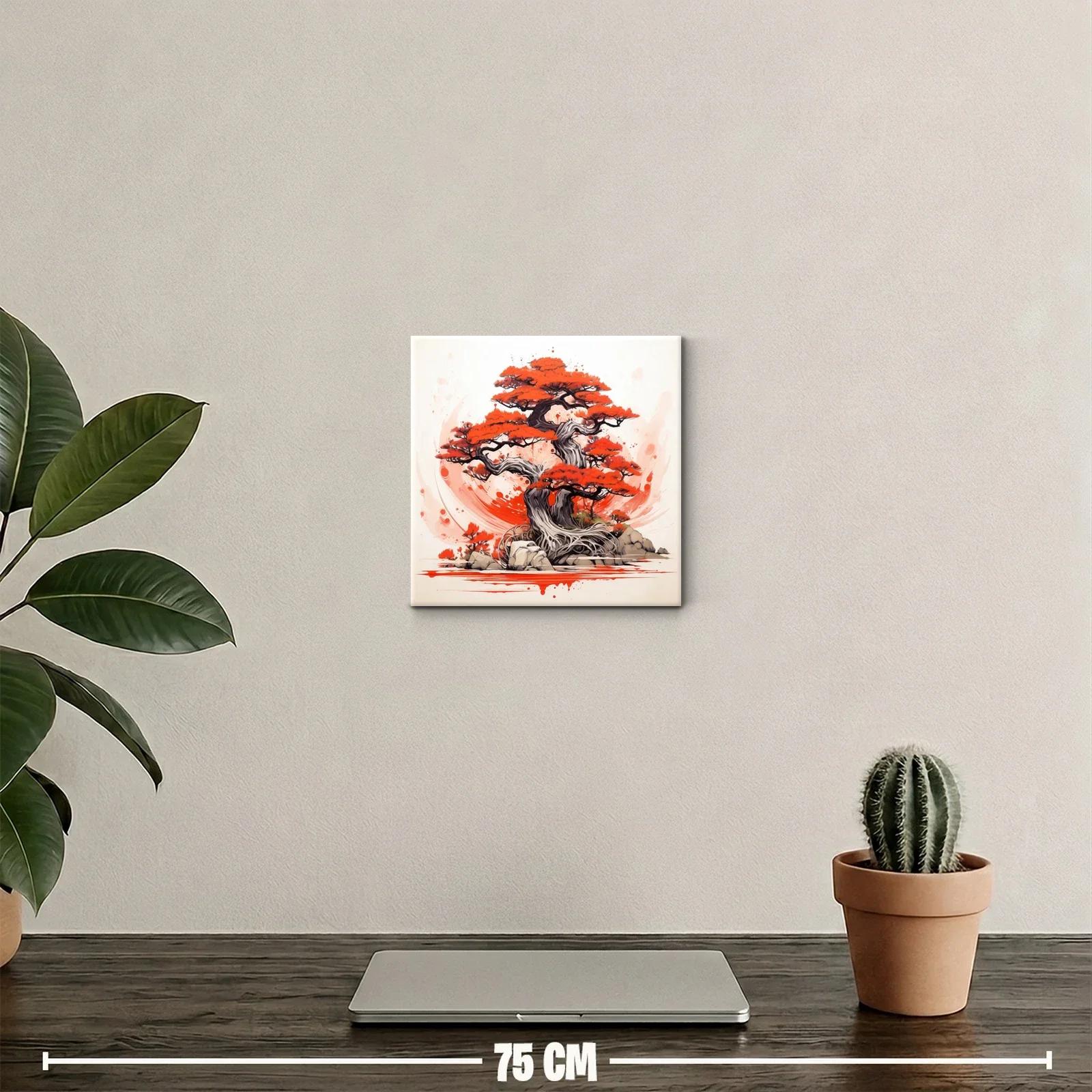 Árbol de bonsái con vibrantes tonos rojo y gris — miniatura 2