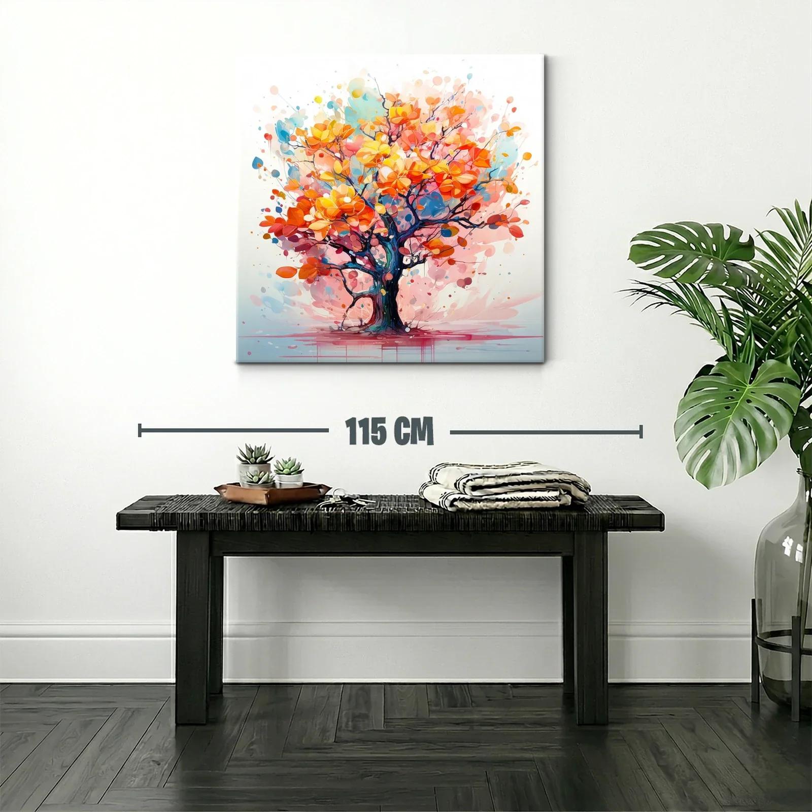 Árbol vibrante con hojas en tonos cálidos y azules — miniatura 2