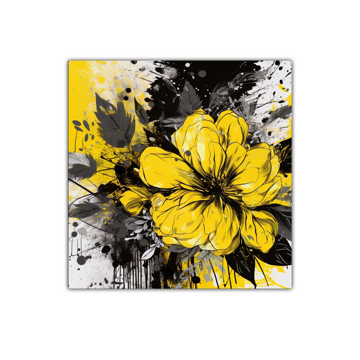 Flor amarilla brillante con hojas en tonos oscuros — imagen principal