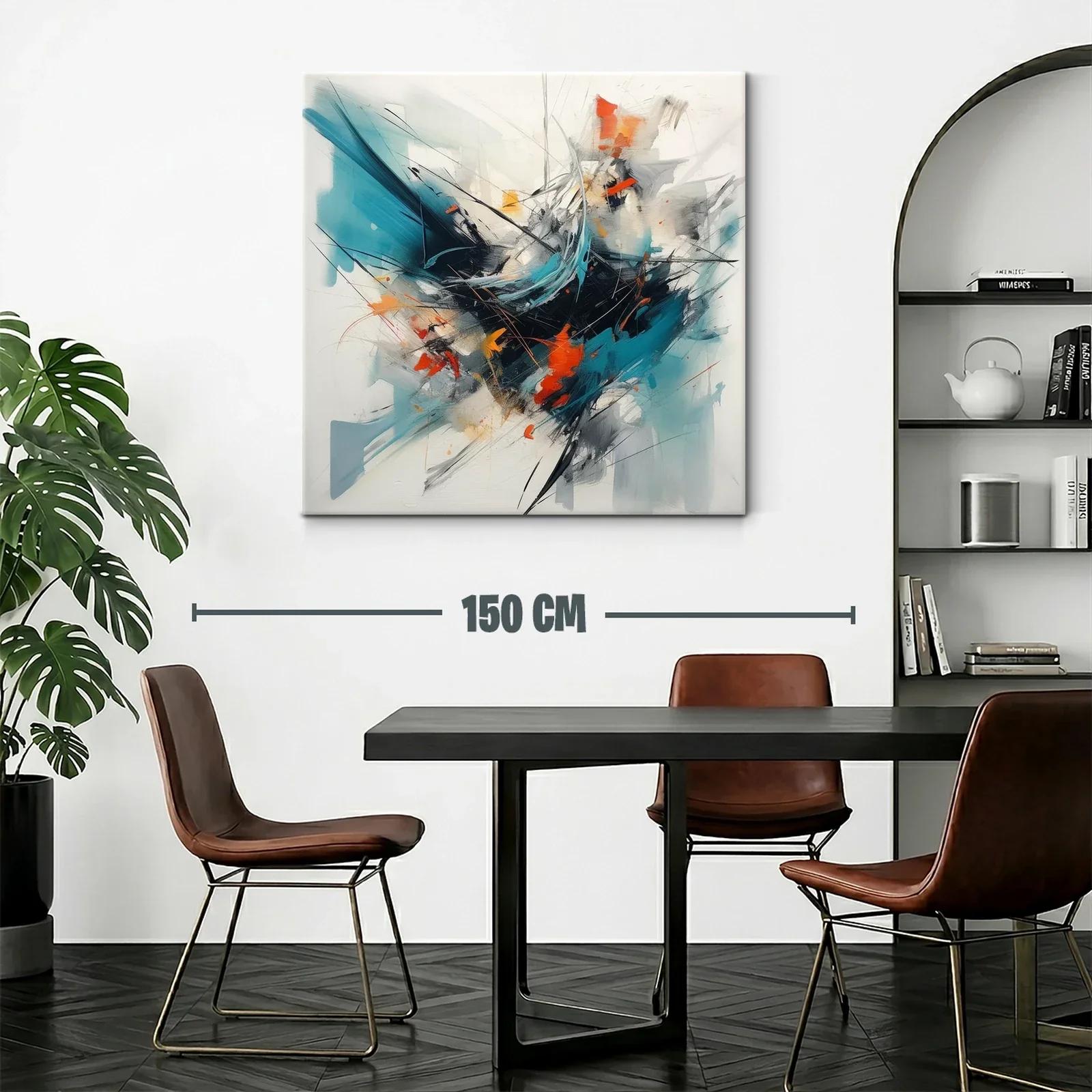 Composición abstracta con tonos turquesa y naranjas vibrantes — miniatura 2