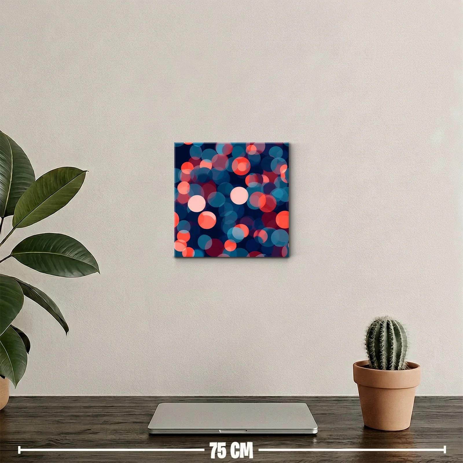 Cuadro abstracto con luces en tonos azul y coral — miniatura 2