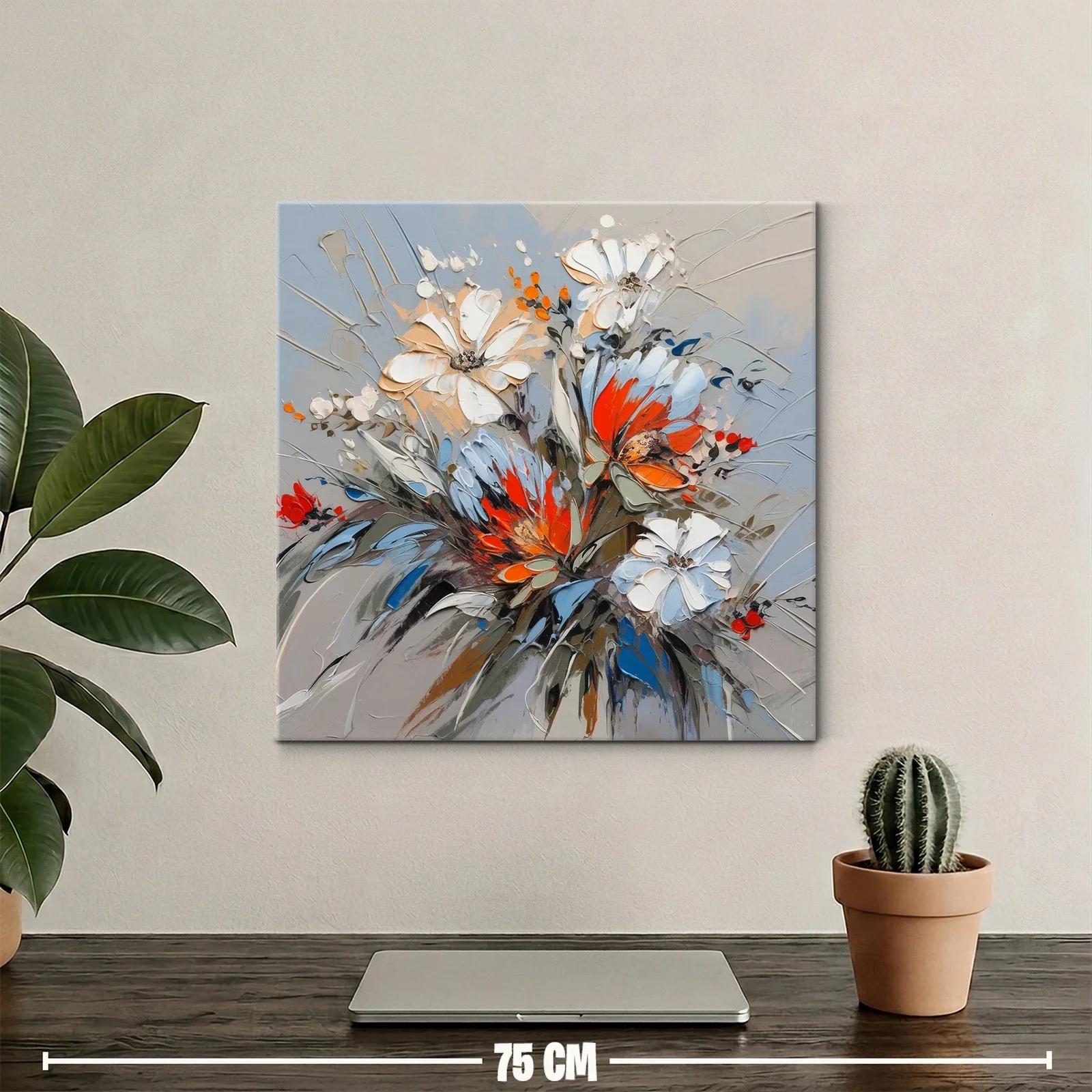 Composición floral vibrante con tonos cálidos y fríos — miniatura 2