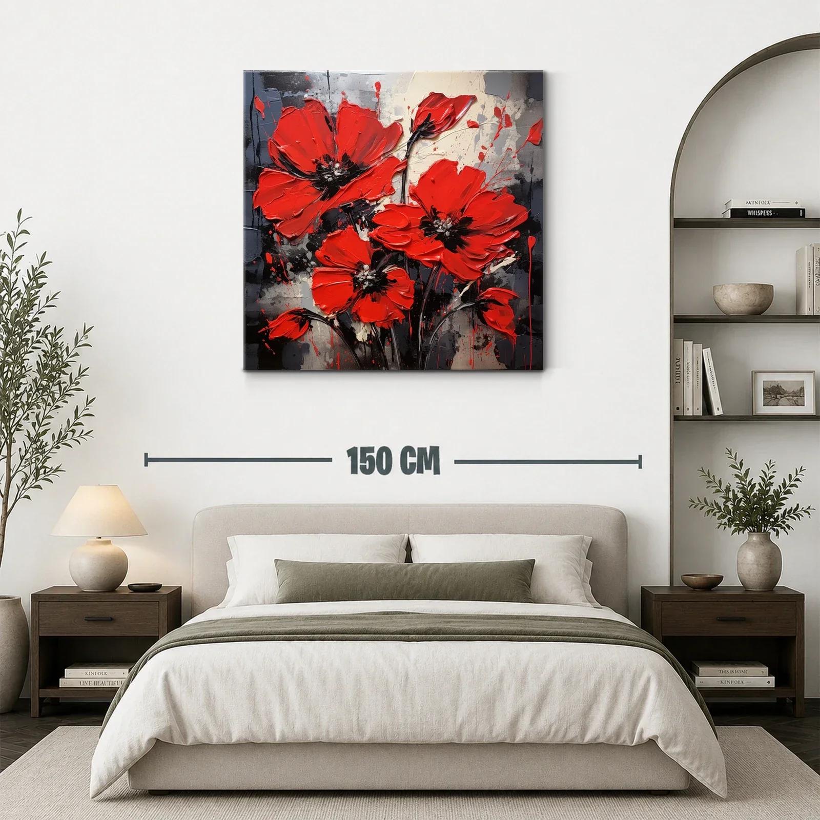 Impactante cuadro floral con vibrantes amapolas rojas — miniatura 3