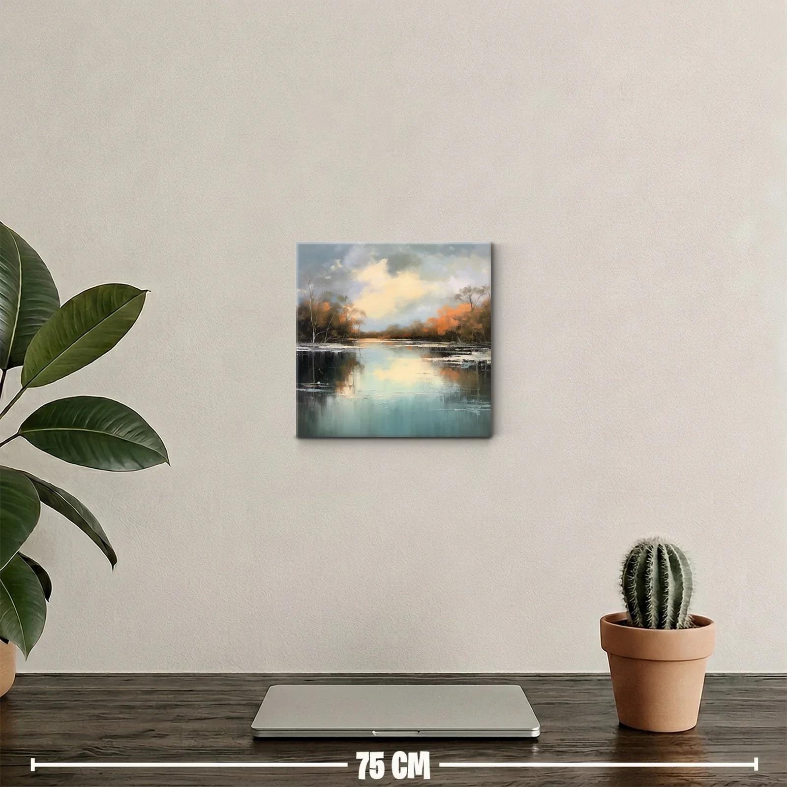 Paisaje sereno con reflejos otoñales en lago tranquilo — miniatura 2