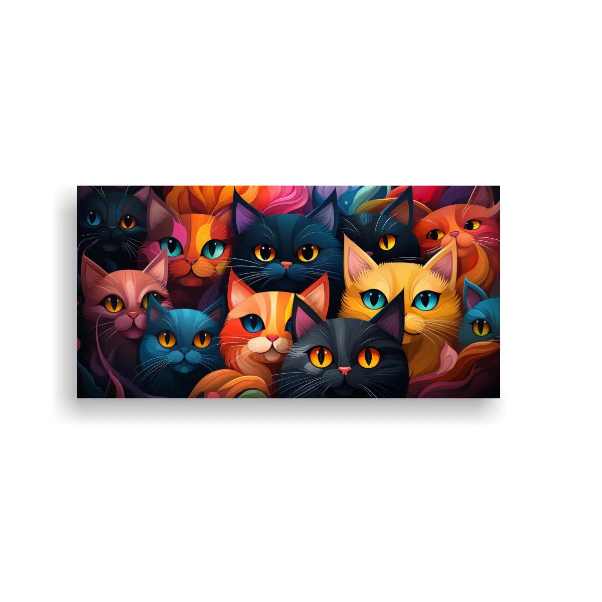 Cuadro grupo de gatos de colores superpuestos