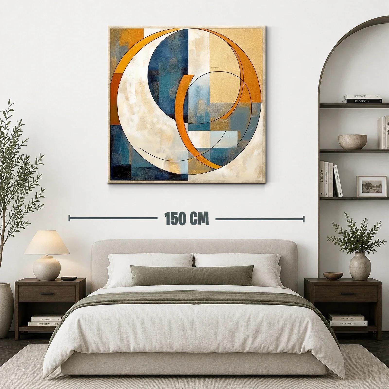 Cuadro abstracto con formas circulares y tonos cálidos — miniatura 3
