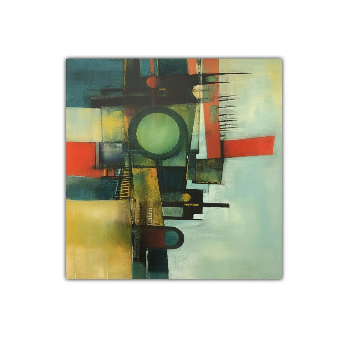 Composición abstracta con formas geométricas y tonos cálidos