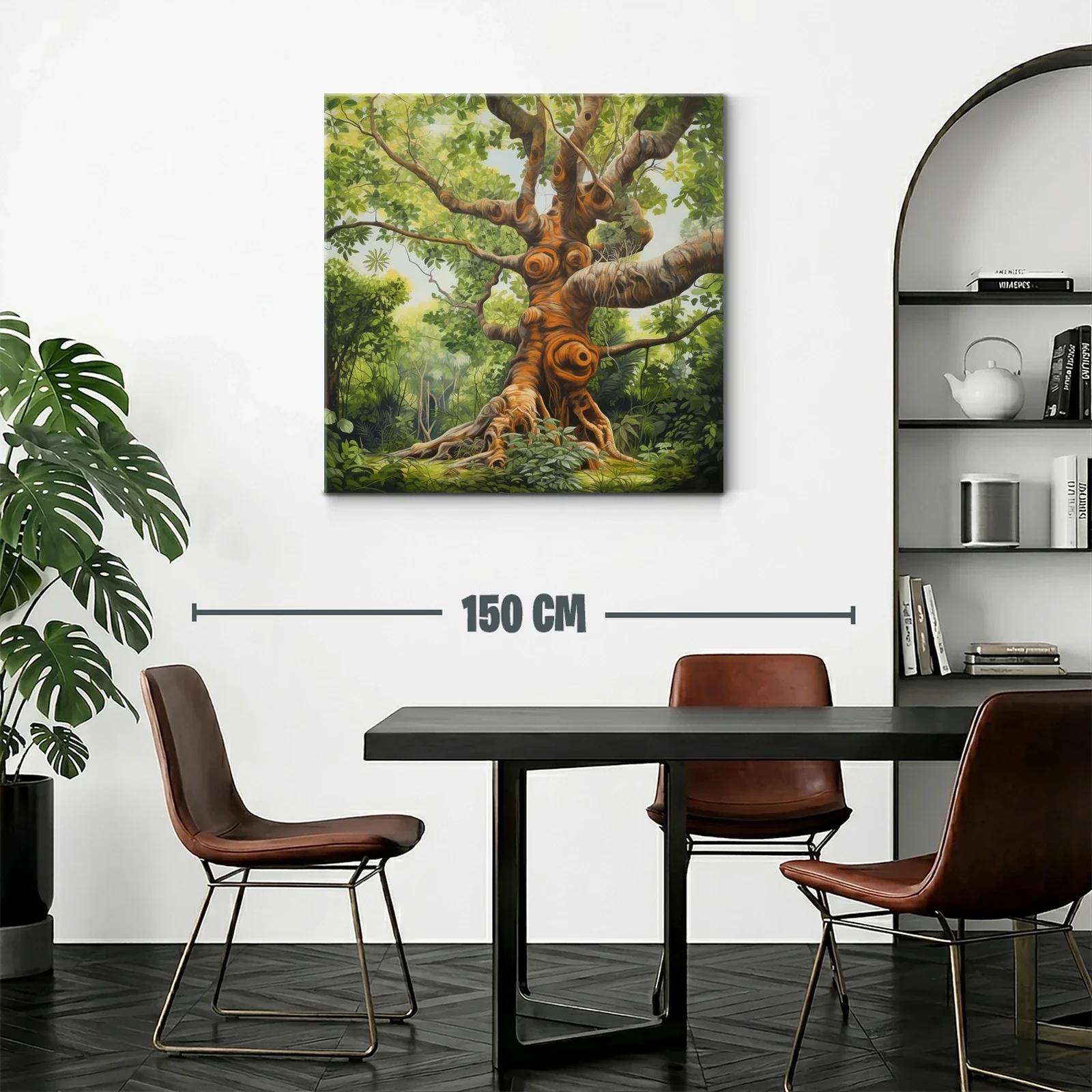 Majestuoso árbol en bosque verde y luces cálidas — miniatura 2