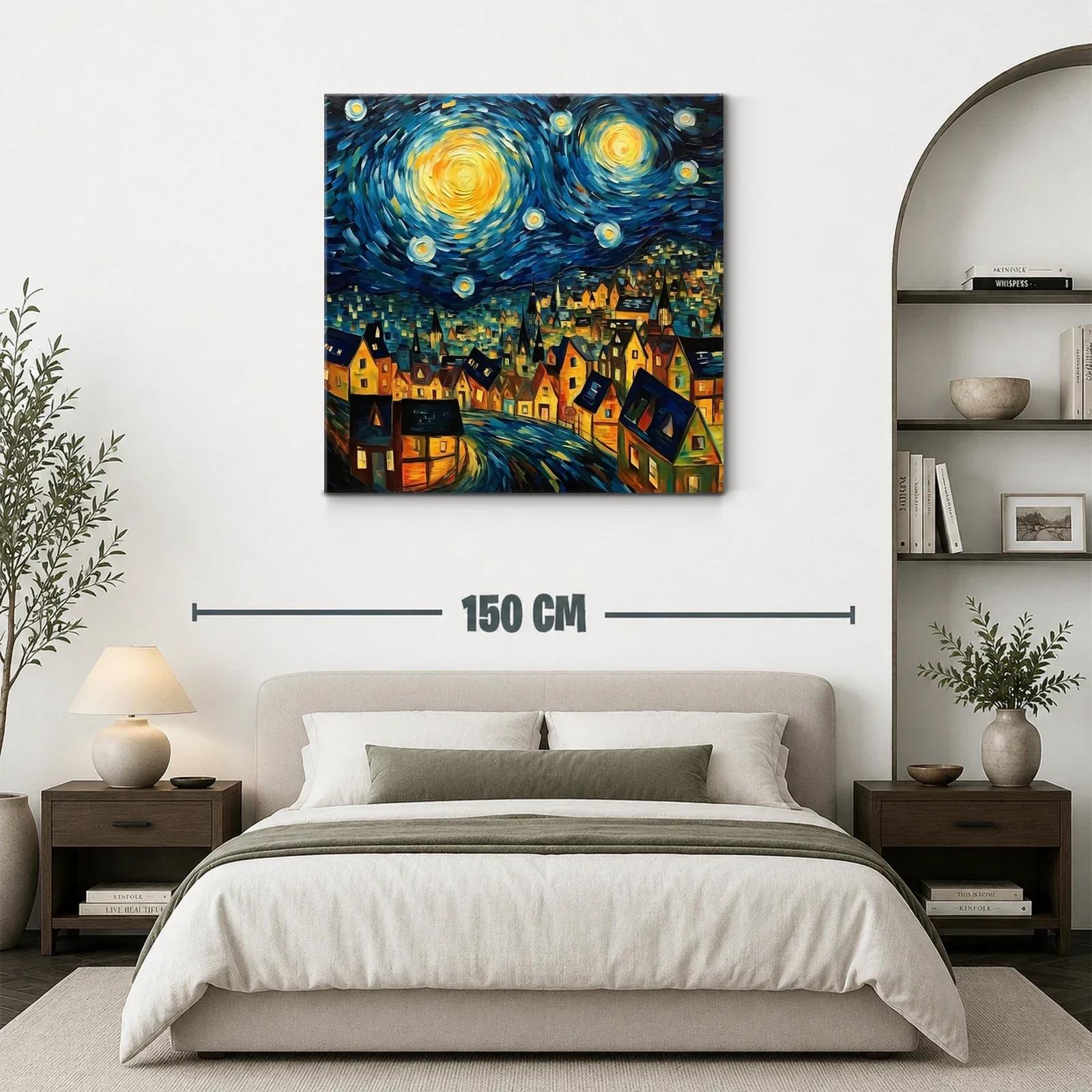 Pueblo nocturno bajo un cielo estrellado vibrante y dinámico — miniatura 3
