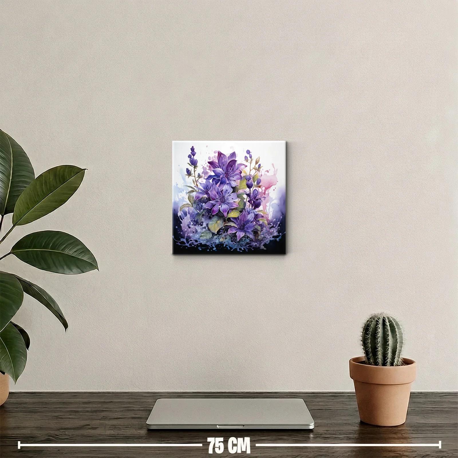 Flores violetas vibrantes con detalles en acuarela — miniatura 2