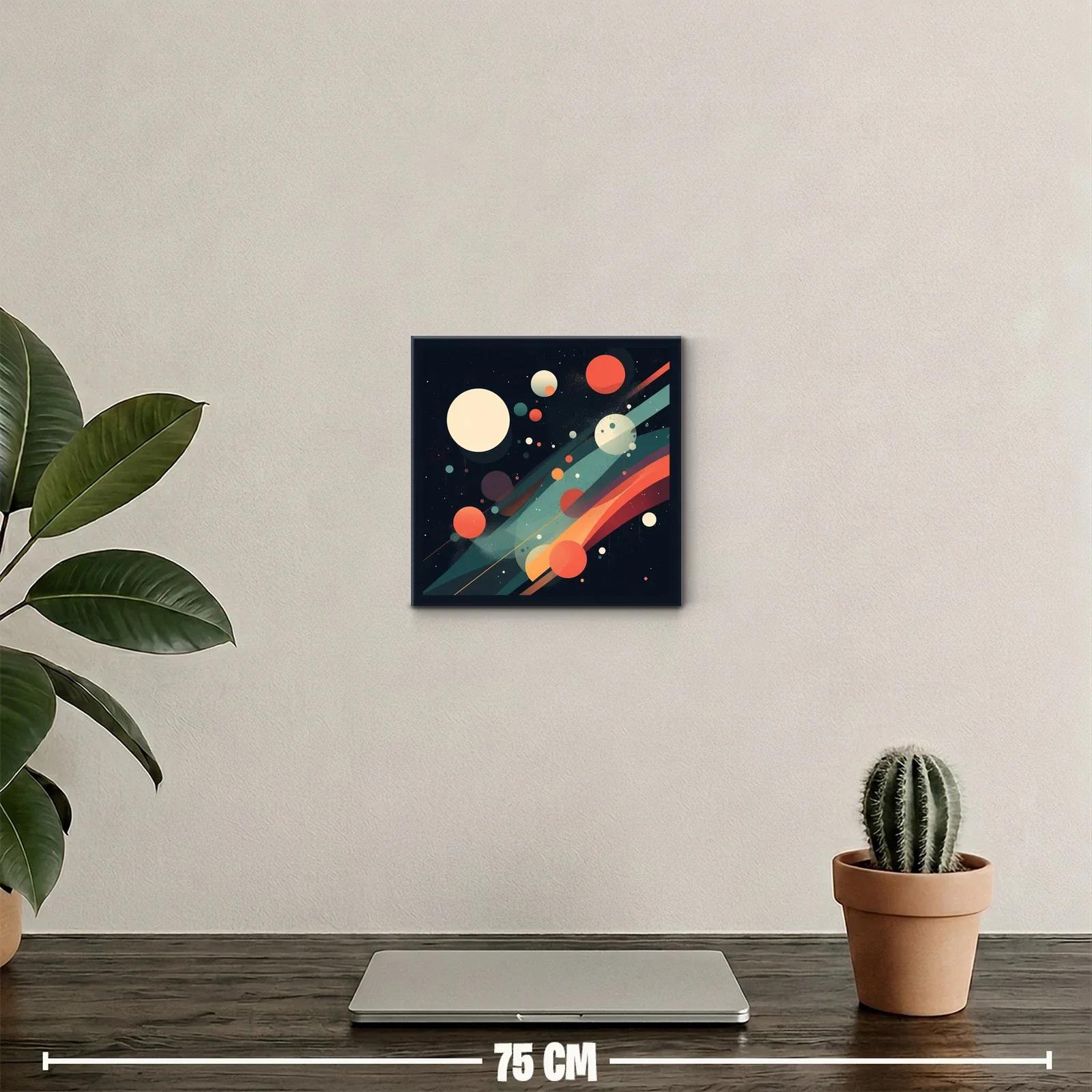 Cuadro decorativo con diseño abstracto de esferas y líneas — miniatura 2