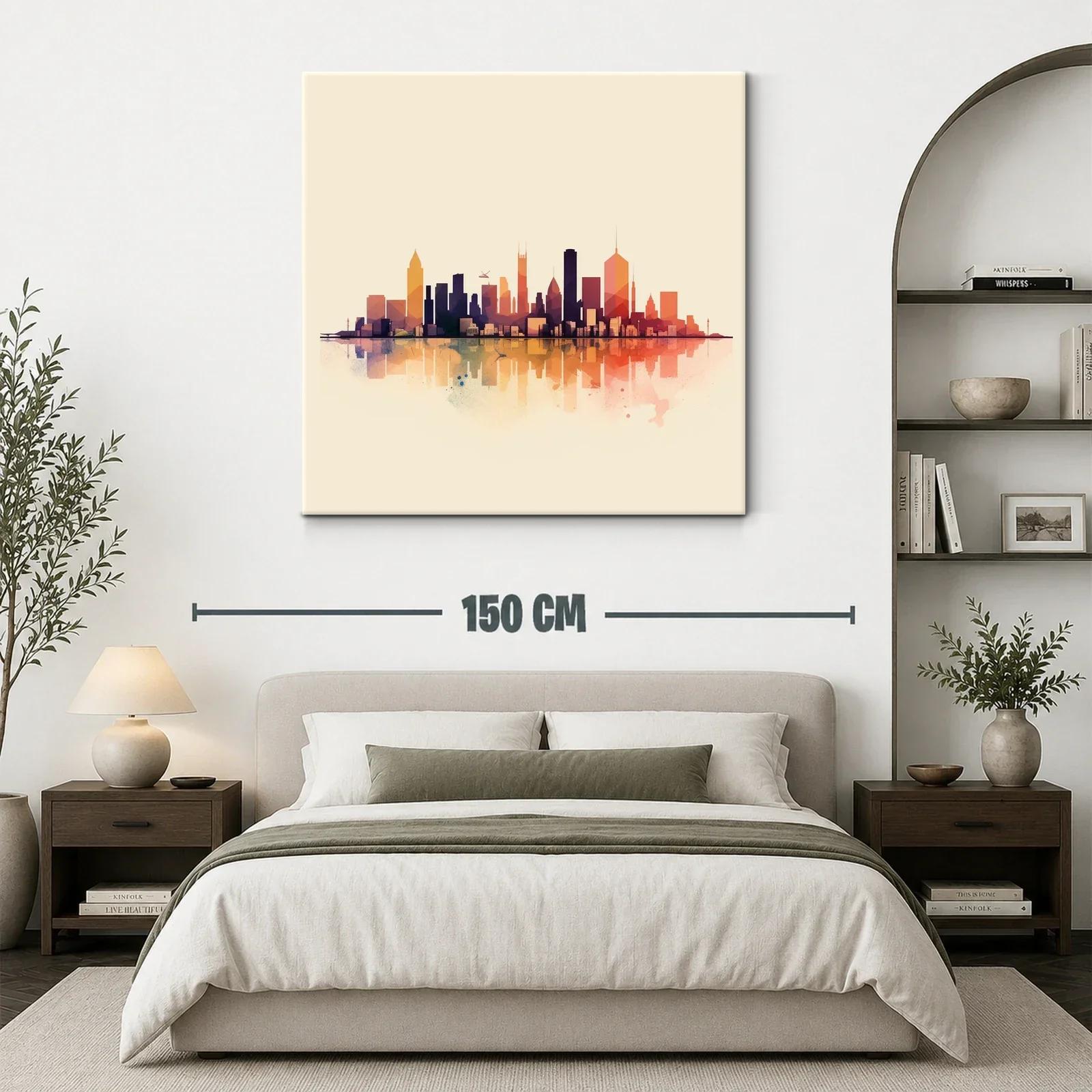 Panorámica urbana con reflejos en tonos cálidos y modernos — miniatura 3